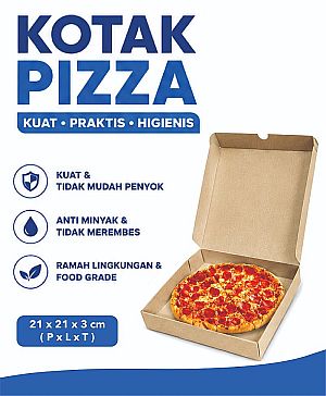 Box Pizza - 21x21x3 cm (Dus Gelombang) - 20 pcs