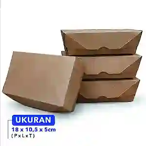 Lunch Box Paper Kraft Coklat | Box Makanan Food Grade Anti Bocor Premium
