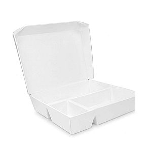 Lunch Box Sekat 3 - Putih Polos | Kotak Bento Food Grade Anti Bocor untuk Catering & Take Away
