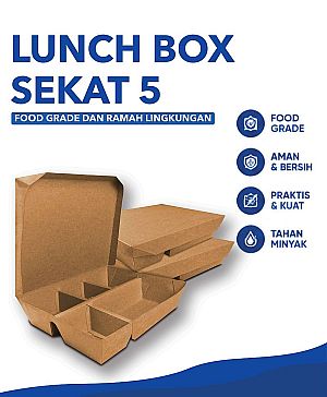 Lunch Box Sekat 5 - Kraft Coklat | Kotak Bento Food Grade Anti Bocor untuk Catering & Take Away