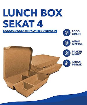 Lunch Box Sekat 4 - Kraft Coklat| Kotak Bento Food Grade Anti Bocor untuk Catering & Take Away