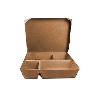 Lunch Box Sekat 4 - Kraft Coklat| Kotak Bento Food Grade Anti Bocor untuk Catering & Take Away
