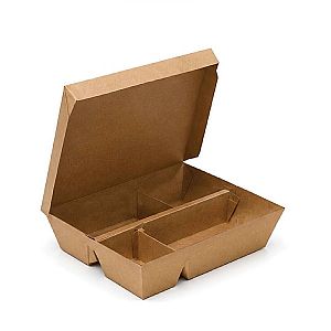 Lunch Box Sekat 4 - Kraft Coklat| Kotak Bento Food Grade Anti Bocor untuk Catering & Take Away