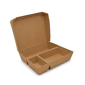 Lunch Box Sekat 3 - Kraft Coklat| Kotak Bento Food Grade Anti Bocor untuk Catering & Take Away