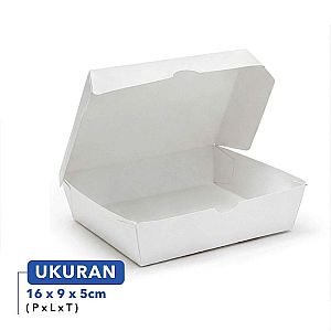 Lunch Box Paper Putih Polos PREMIUM DPE | Box Makanan Food Grade Anti Bocor Microwave Safe