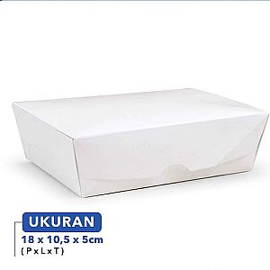 Lunch Box Paper Putih Polos PREMIUM DPE | Box Makanan Food Grade Anti Bocor Microwave Safe