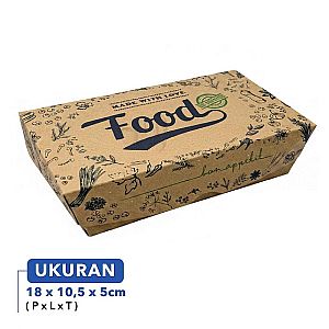 Lunch Box Paper KRAFT COKLAT Motif HOT & FRESH | Box Makanan Food Grade Anti Bocor Premium - M (50 pcs)