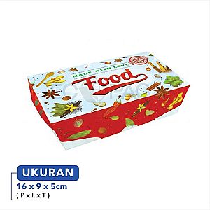 Lunch Box Paper Motif FOOD “Made With Love” Size M Medium | Box Makanan Food Grade Anti Bocor Microwave Safe( 50 pc )