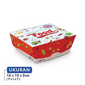Lunch Box Paper Motif FOOD “Made With Love” Size S Small | Box Makanan Food Grade Anti Bocor Microwave Safe