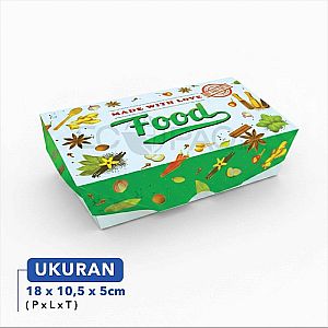Lunch Box Paper Motif FOOD “Made With Love” Size L Large | Box Makanan Food Grade Anti Bocor Microwave Safe