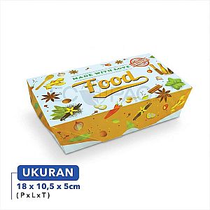 Lunch Box Paper Motif FOOD “Made With Love” Size L Large | Box Makanan Food Grade Anti Bocor Microwave Safe