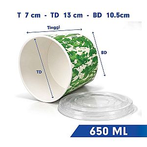 Paper Bowl Mangkok Kertas Motif BLURIK JADUL+ Tutup | Food Grade Anti Bocor Microwave Safe