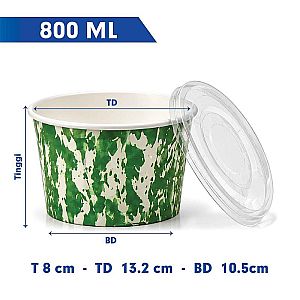 Paper Bowl Mangkok Kertas Motif BLURIK JADUL+ Tutup | Food Grade Anti Bocor Microwave Safe