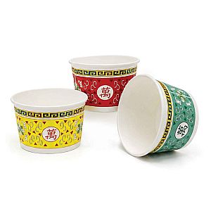 Paper Bowl - Mangkok Kertas - CHINESE ORIENTAL JADUL + TUTUP (50 set)