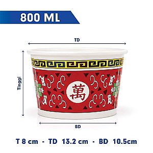Paper Bowl - Mangkok Kertas - CHINESE ORIENTAL JADUL + TUTUP (50 set)