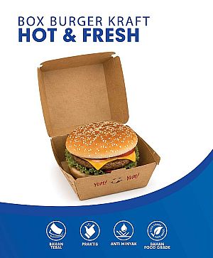 Box Burger Hot & Fresh Eksklusif - Dus Burger Motif Aesthetic Anti Minyak (50 pcs)