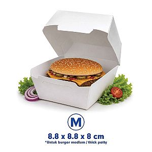 Box Burger PUTIH POLOS | Kotak Burger Food Grade Anti Minyak Microwave Safe