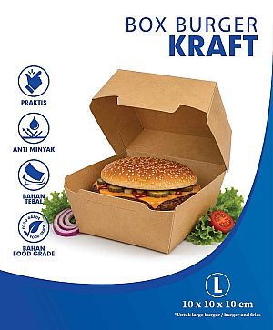 Box Burger KRAFT COKLAT Polos | Kotak Burger Food Grade Anti Minyak Microwave Safe