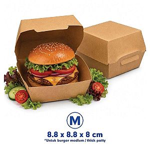 Box Burger KRAFT COKLAT Polos | Kotak Burger Food Grade Anti Minyak Microwave Safe