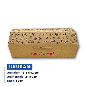 Box Hot Dog Food Grade Motif HOT & FRESH | Tanpa Rakit Langsung Pakai Anti Minyak