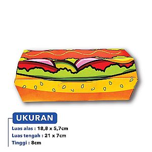 Box Hot Dog Food Grade Motif HOT & FRESH | Tanpa Rakit Langsung Pakai Anti Minyak