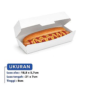 Box Hot Dog Food Grade PUTIH POLOS | Tanpa Rakit Langsung Pakai Anti Minyak