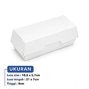 Box Hot Dog Food Grade PUTIH POLOS | Tanpa Rakit Langsung Pakai Anti Minyak