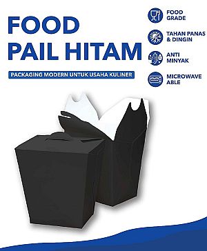 Food Pail Hitam Polos Food Grade | Box Makanan Anti Bocor Microwave Safe Premium