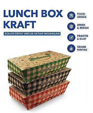 Lunch Box Kraft Coklat Motif Delicious Made With Love Size M Variasi Warna Food Grade Anti Boco