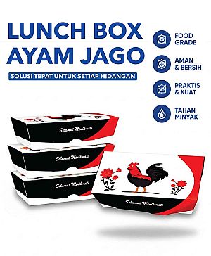 Lunch Box Paper Food Grade Motif AYAM JAGO | Box Makanan Anti Bocor Microwave Safe Eco Friendly