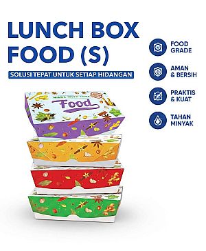 Lunch Box Paper Motif FOOD “Made With Love” Size S Small | Box Makanan Food Grade Anti Bocor Microwave Safe