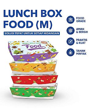 Lunch Box Paper Motif FOOD “Made With Love” Size M Medium | Box Makanan Food Grade Anti Bocor Microwave Safe( 50 pc )