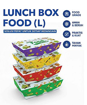 Lunch Box Paper Motif FOOD “Made With Love” Size L Large | Box Makanan Food Grade Anti Bocor Microwave Safe