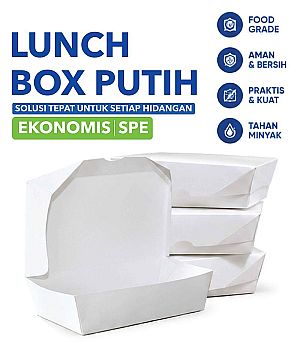 Lunch Box Paper Putih Polos EKONOMIS SPE | Box Makanan Food Grade Anti Bocor Microwave Safe