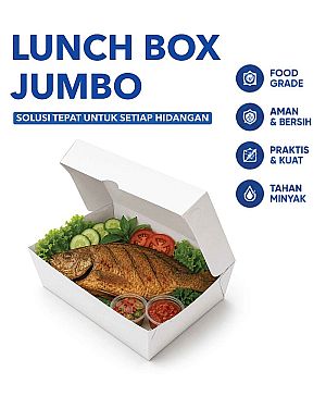 Lunch Box Jumbo Putih Polos Food Grade Tebal | Box Makanan Besar Anti Minyak untuk Catering, Nasi Box & Hajatan