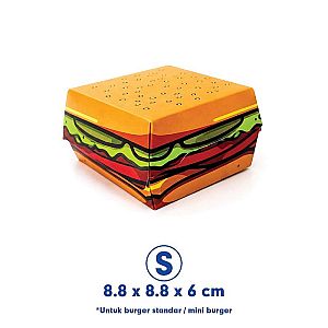 Kotak Burger Full Color Siap Pakai Anti Minyak | Box Burger Ivory Food Grade Tanpa Rakit