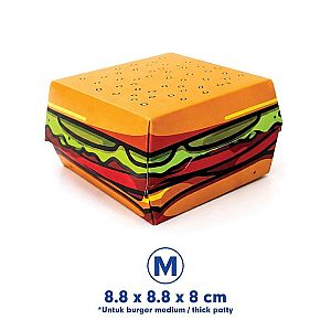 Kotak Burger Full Color Siap Pakai Anti Minyak | Box Burger Ivory Food Grade Tanpa Rakit