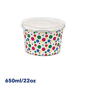 Paper Bowl Mangkok Kertas POLKADOT + Tutup | Food Grade Anti Bocor Microwave Safe (copy)