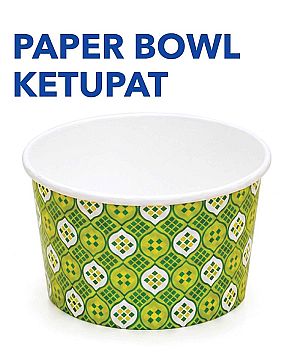 Paper Bowl Mangkok Kertas KETUPAT + Tutup | Food Grade Anti Bocor Microwave Safe 