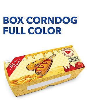 Box Corn Dog Motif HOT & FRESH | Kemasan Corndog Full Color Premium Anti Minyak