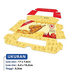Box Corn Dog Motif HOT & FRESH | Kemasan Corndog Full Color Premium Anti Minyak