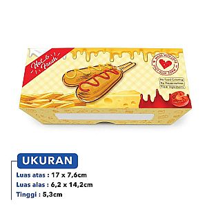 Box Corn Dog Motif HOT & FRESH | Kemasan Corndog Full Color Premium Anti Minyak