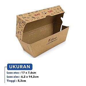 Box Corn Dog Kraft Coklat motif HOT & FRESH | Kemasan Corndog Anti Minyak Food Grade Premium