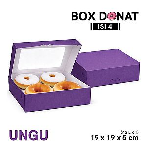 Box Donat Isi 4 Food Grade | Kemasan Donat Premium Polos & Jendela - Rakit