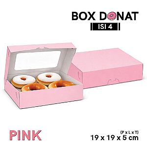 Box Donat Isi 4 Food Grade | Kemasan Donat Premium Polos & Jendela - Rakit