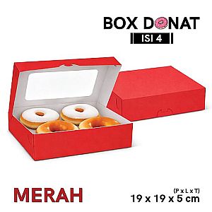 Box Donat Isi 4 Food Grade | Kemasan Donat Premium Polos & Jendela - Rakit