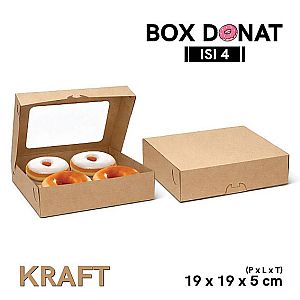 Box Donat Isi 4 Food Grade | Kemasan Donat Premium Polos & Jendela - Rakit