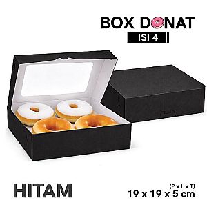 Box Donat Isi 4 Food Grade | Kemasan Donat Premium Polos & Jendela - Rakit
