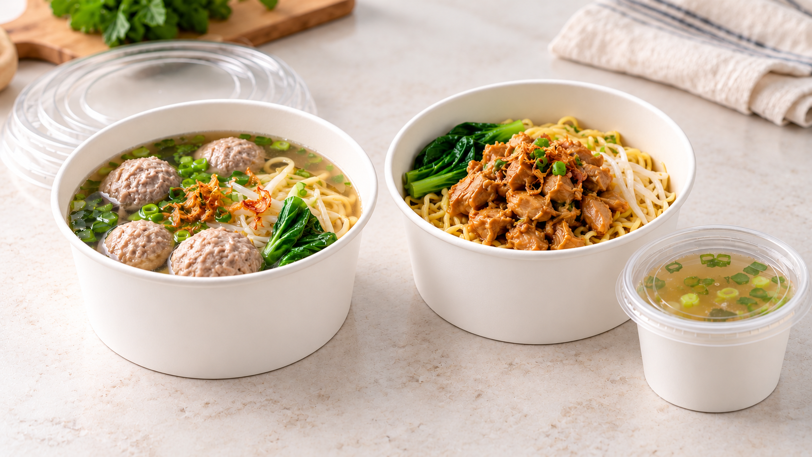 Paper Bowl untuk Bakso dan Mie Ayam: Kuah, Tutup & Delivery